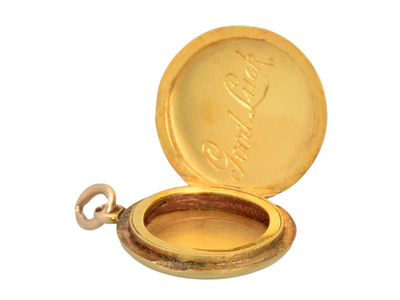 Good Luck! Three Leaf Clover 18k Gold Locket