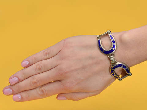 Signed Gucci Sterling Enamel Horseshoe Bracelet