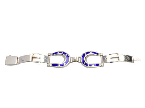 Signed Gucci Sterling Enamel Horseshoe Bracelet