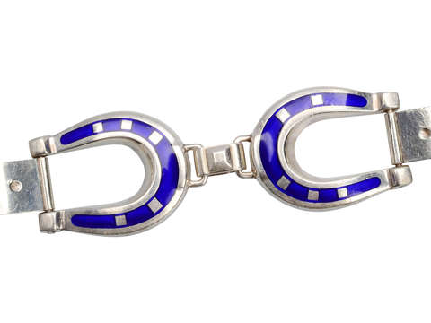 Signed Gucci Sterling Enamel Horseshoe Bracelet