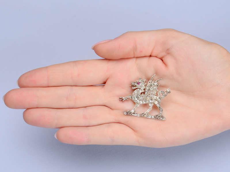 Dazzling Dragon - Antique Diamond Brooch