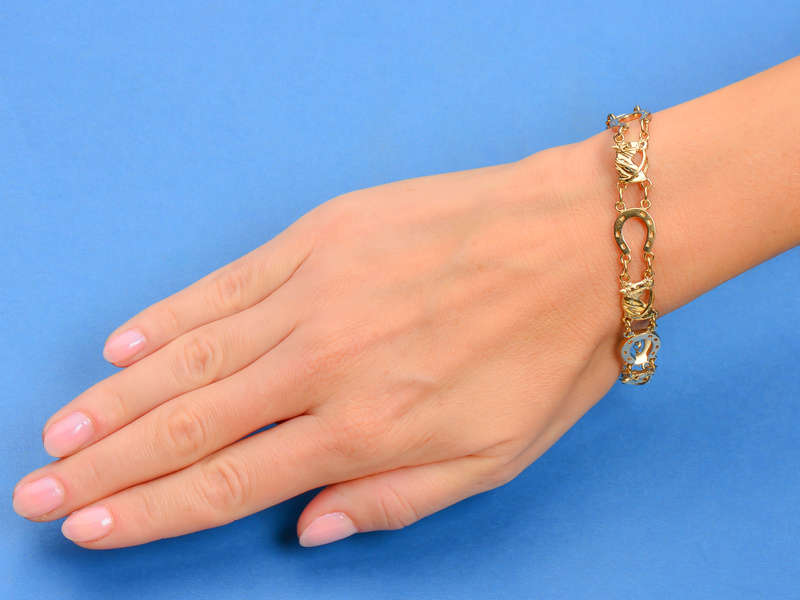 Equestrian Horse Head & Horseshoe Gold Bracelet