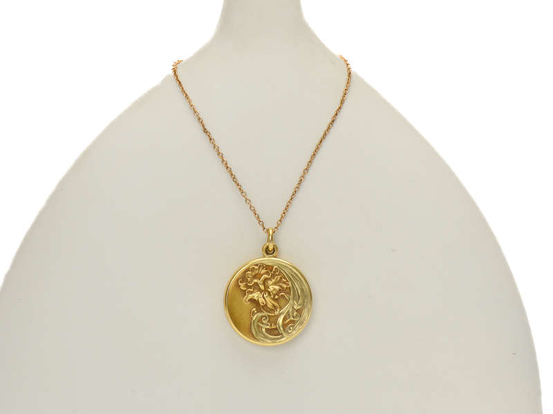 Iris Flower Art Nouveau Gold Locket
