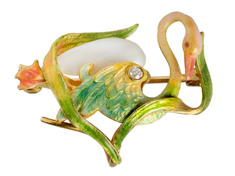 Krementz Enamel Natural Pearl Swan Brooch – The Three Graces