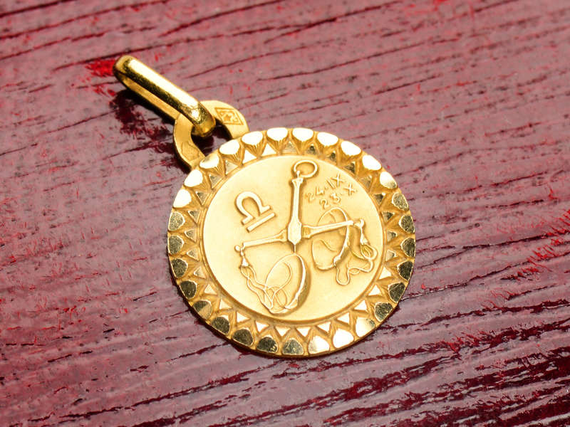 Libra Zodiac French 18k Gold Charm by Perroud