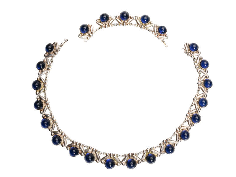 Los Castillo Sterling Silver Blue Glass Necklace & Earrings