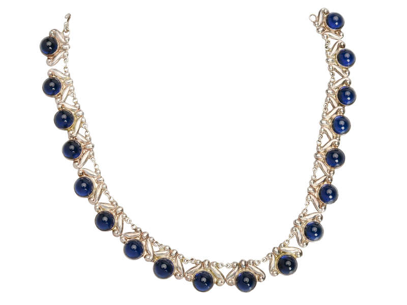 Los Castillo Sterling Silver Blue Glass Necklace & Earrings