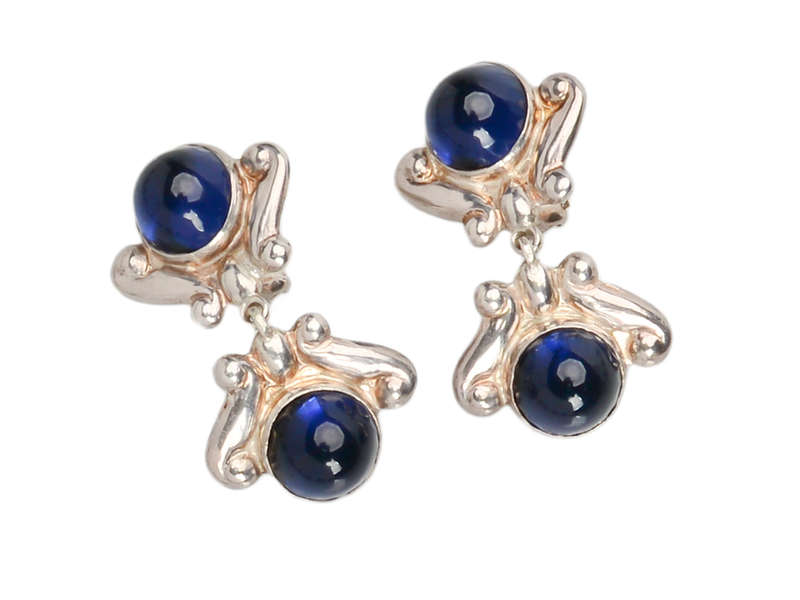 Los Castillo Sterling Silver Blue Glass Necklace & Earrings
