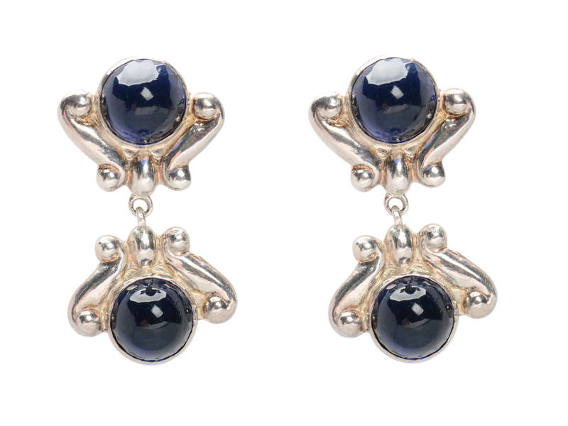 Los Castillo Sterling Silver Blue Glass Necklace & Earrings