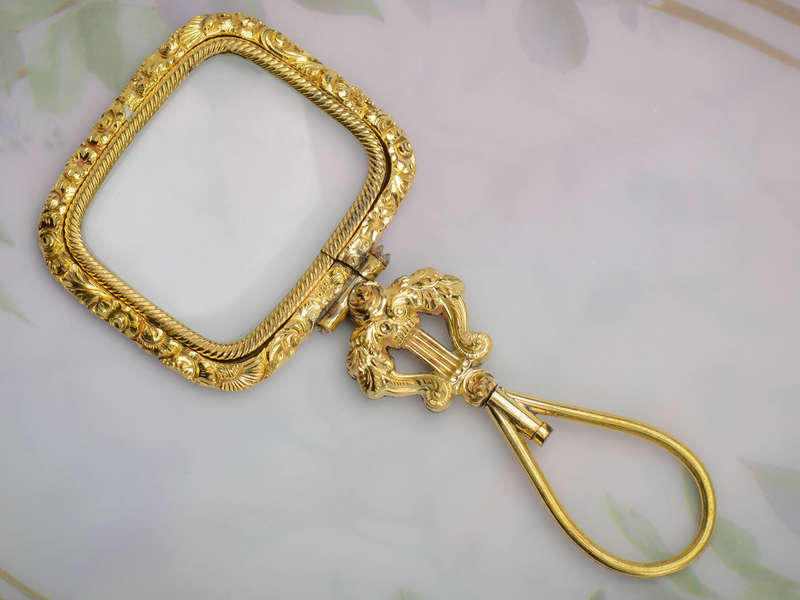 Lyre Themed Pinchbeck Magnifying Glass