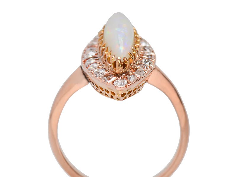 Edwardian Kiss - Opal Diamond Halo Ring
