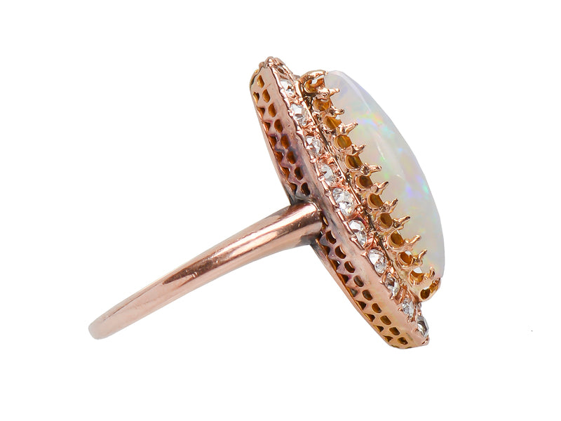 Edwardian Kiss - Opal Diamond Halo Ring