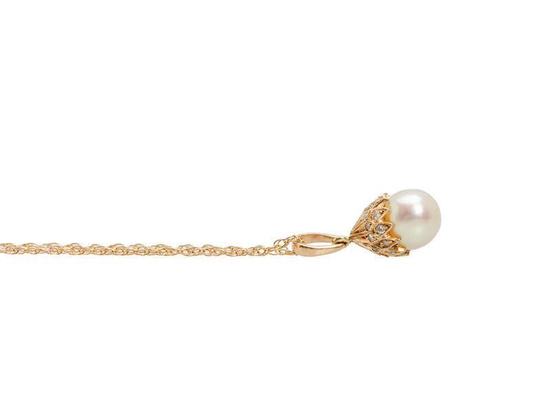 Natural Saltwater Pearl Diamond Pendant