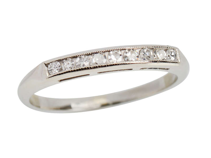 Nine Diamond Half Eternity Band in White Gold
