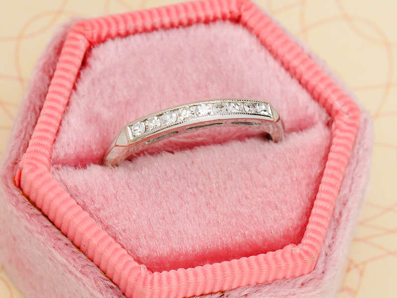 Nine Diamond Half Eternity Band in White Gold