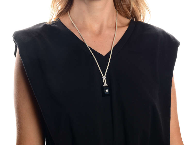 Onyx Diamond Art Deco Pendant Necklace
