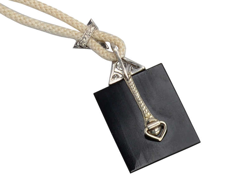 Onyx Diamond Art Deco Pendant Necklace