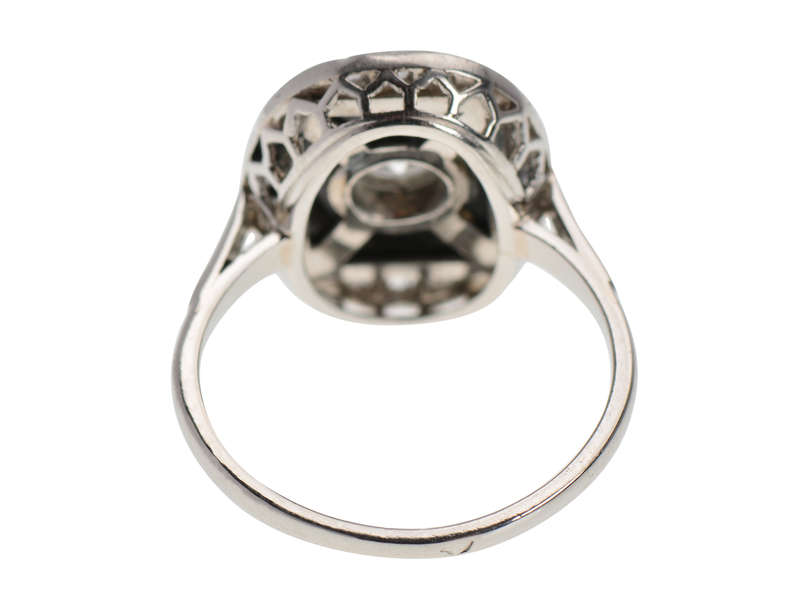 French Onyx Diamond Art Deco Ring