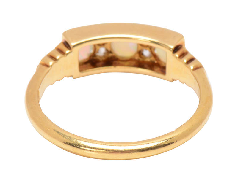 Antique Three Opal Diamond Ring From 1916