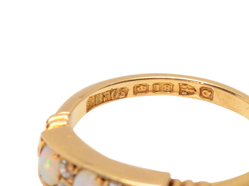 Antique Three Opal Diamond Ring From 1916