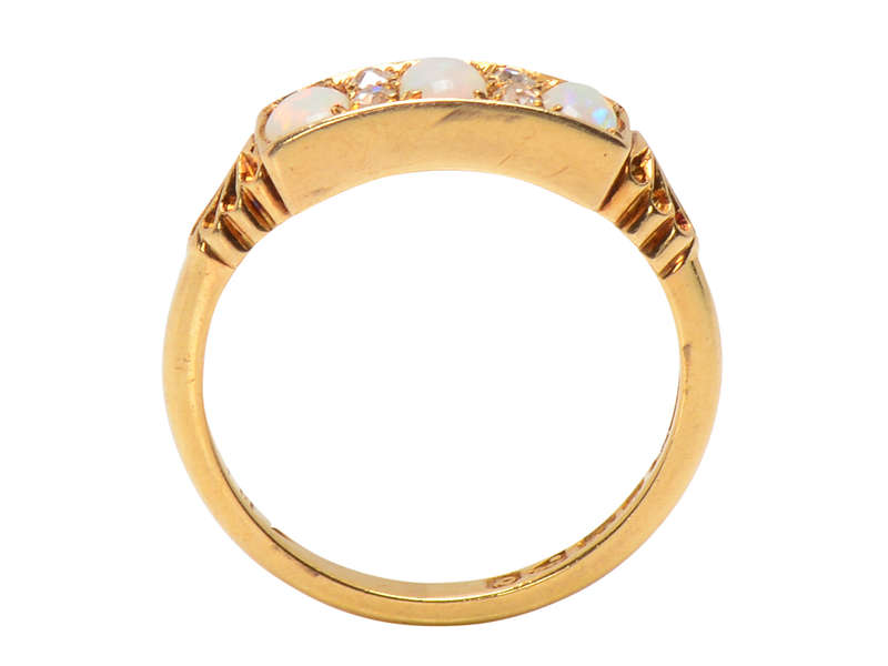 Antique Three Opal Diamond Ring From 1916