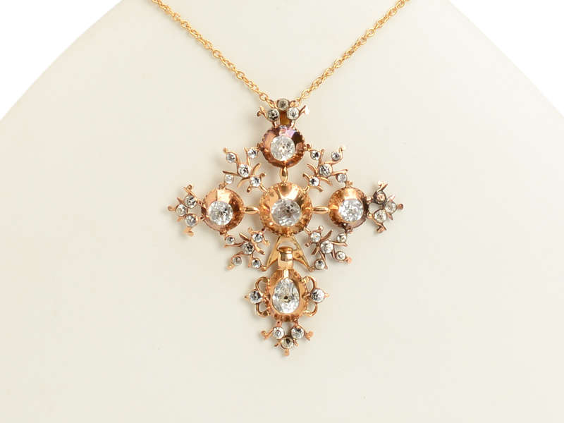 Georgian Black Dot Paste Rose Gold Pendant