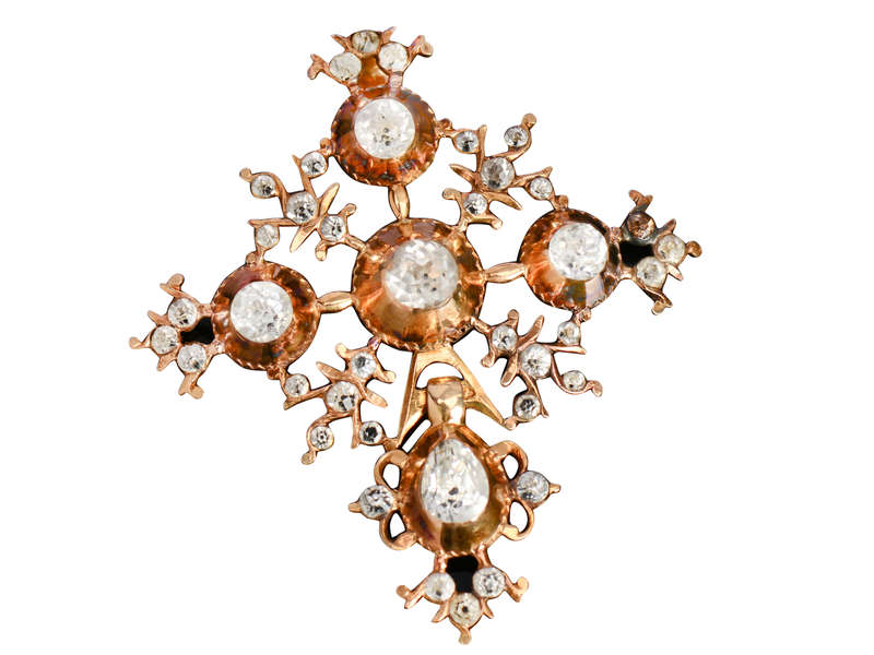 Georgian Black Dot Paste Rose Gold Pendant