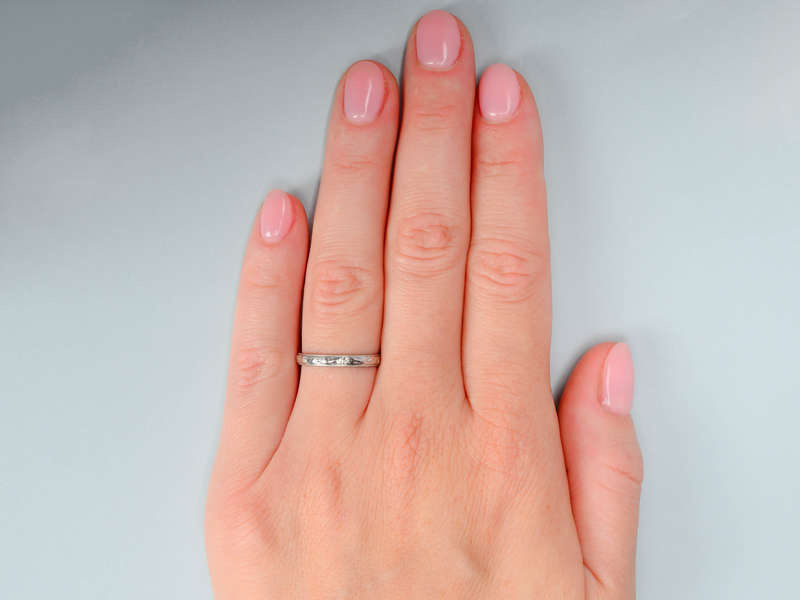 Patterned Platinum Wedding Ring from 1950