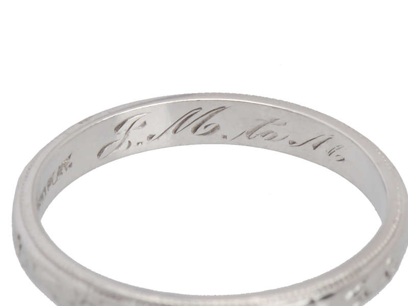 Patterned Platinum Wedding Ring from 1950