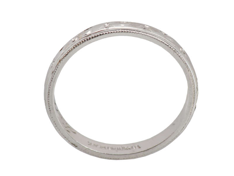 Patterned Platinum Wedding Ring from 1950