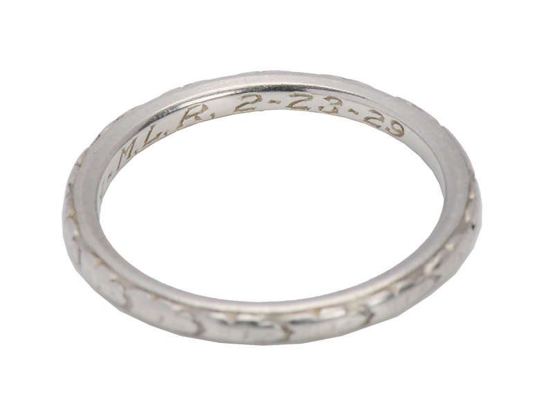 Dated 1929 Platinum Patterned Wedding Band