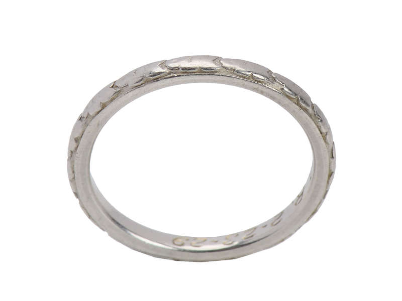 Dated 1929 Platinum Patterned Wedding Band