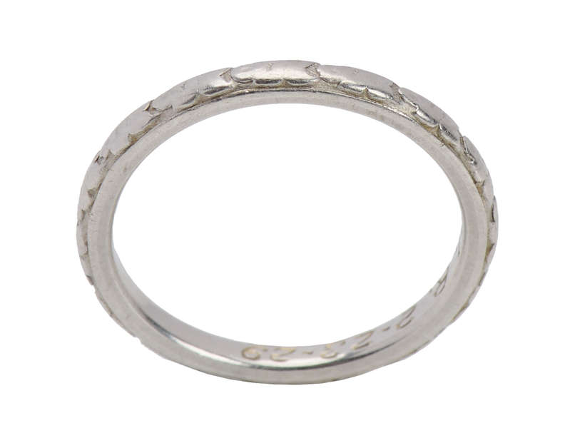 Dated 1929 Platinum Patterned Wedding Band