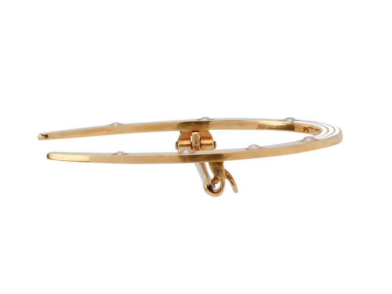 Riker Pearl Enamel Horseshoe Brooch