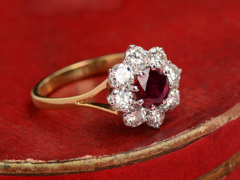Engagement Ring of a Ruby & Diamonds