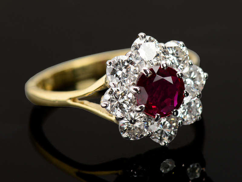 Engagement Ring of a Ruby & Diamonds