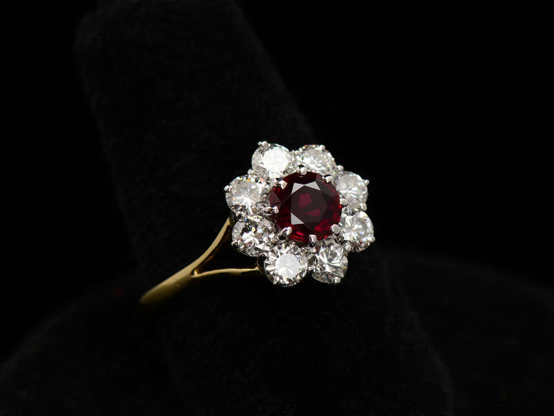 Engagement Ring of a Ruby & Diamonds