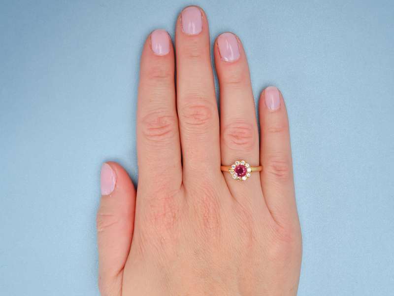 Fine Ruby Diamond Halo Ring