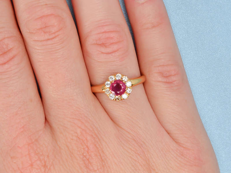 Fine Ruby Diamond Halo Ring