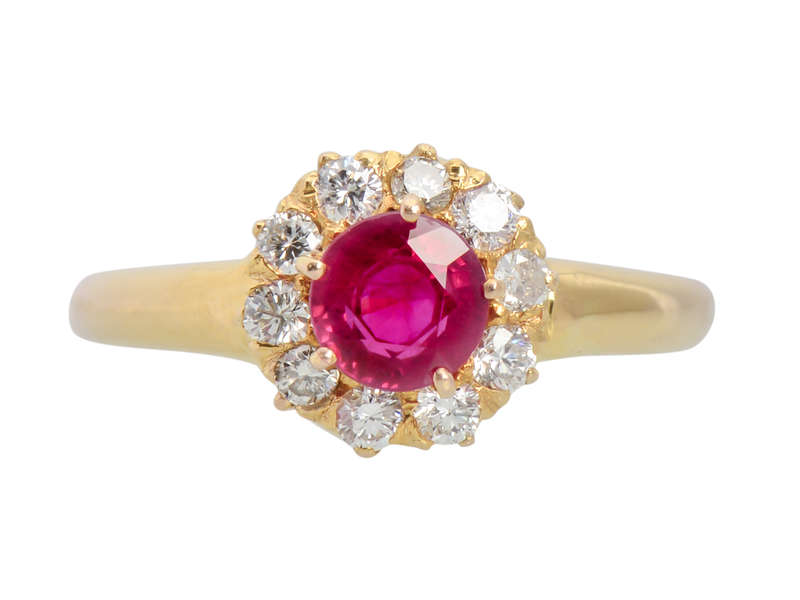 Fine Ruby Diamond Halo Ring