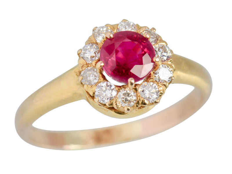 Fine Ruby Diamond Halo Ring