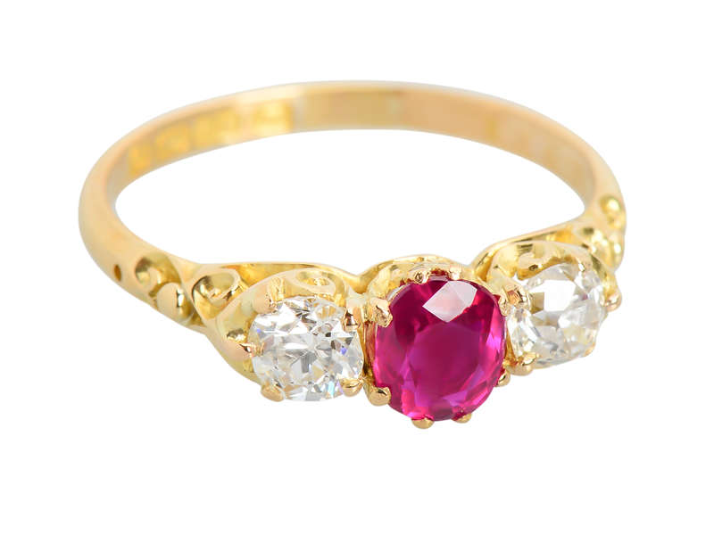 Trilogy -  Ruby & Diamond Antique Ring of 1904