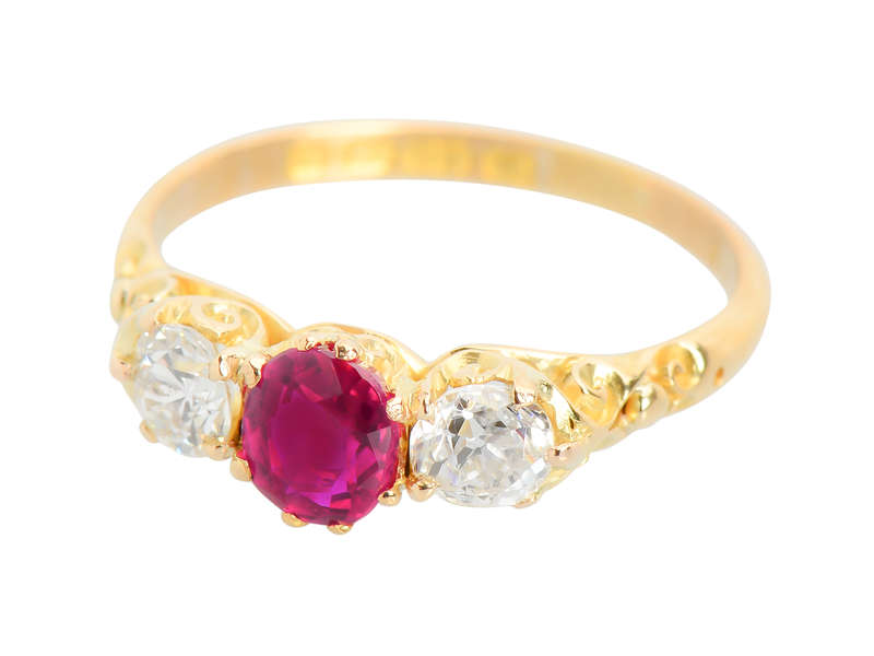 Trilogy -  Ruby & Diamond Antique Ring of 1904