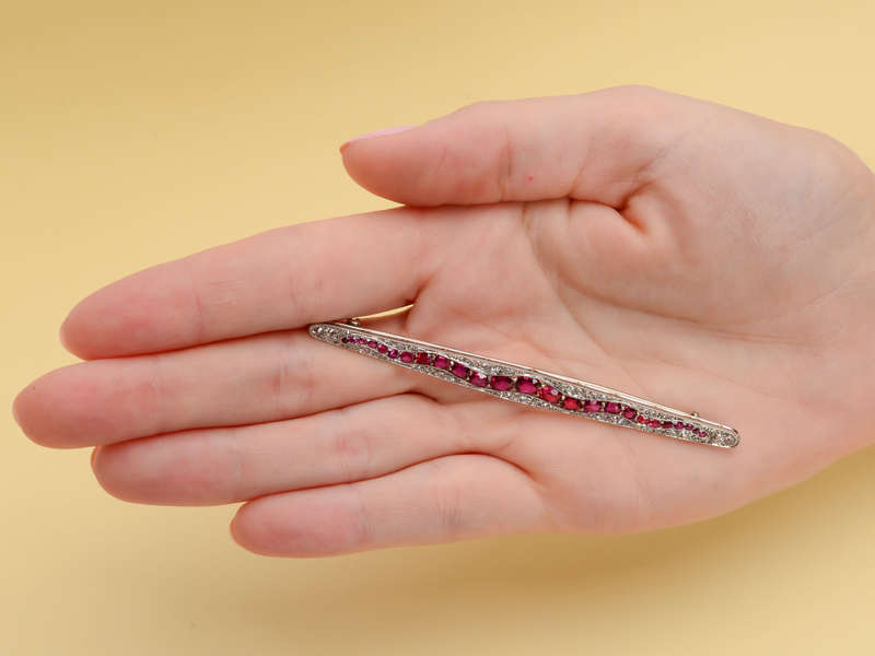 Sinuous Sensuous Ruby Diamond Snake Brooch