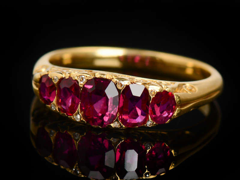 Make Mine Rubies - Five Stone Antique Ring