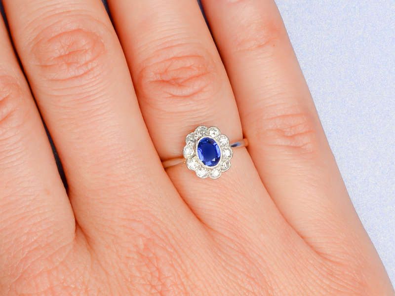 Elysian Aura - Antique Sapphire Diamond Ring