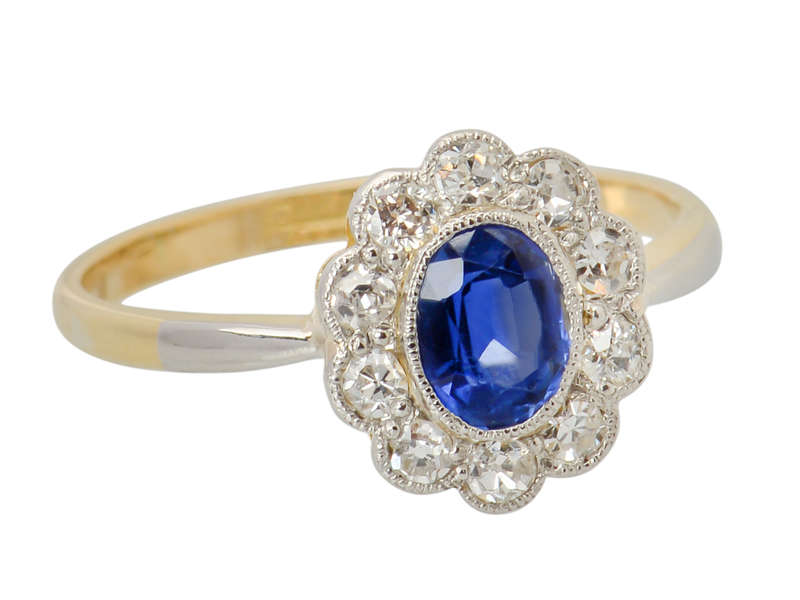 Elysian Aura - Antique Sapphire Diamond Ring