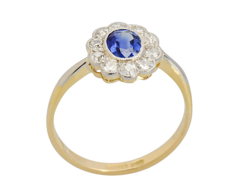 Elysian Aura - Antique Sapphire Diamond Ring
