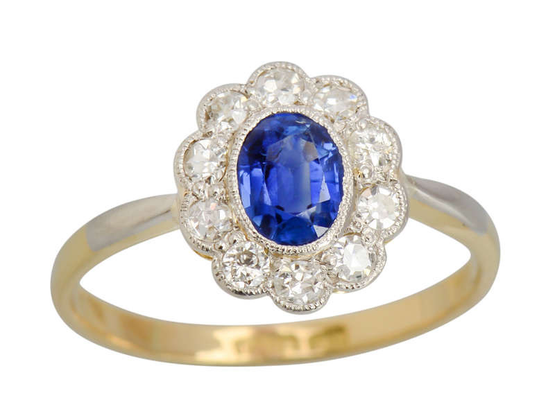 Elysian Aura - Antique Sapphire Diamond Ring