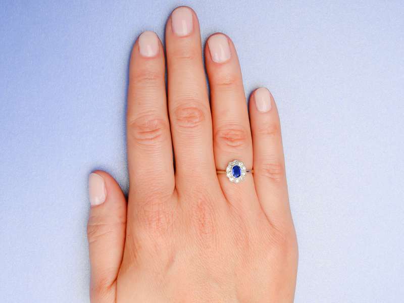 Elysian Aura - Antique Sapphire Diamond Ring